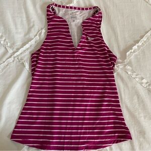 Nike Magenta and White Striped Tank Top